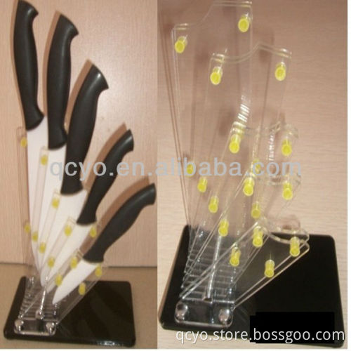 5 pcs colorful kitchen knife set with slotted acrylic blocks